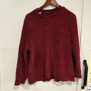 90a vintage cozy chenille crew neck sweater in burgundy red XXl/ friends/ phoebe